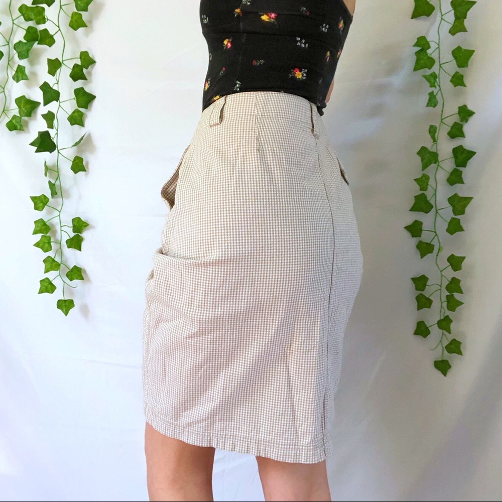 Vintage 90s beige and white gingham skirt - Picture 3 of 4